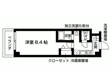 ベルフローラ白鳥(1K/4階)の間取り写真
