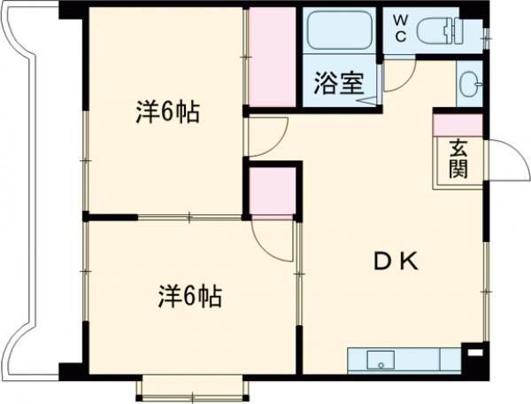 レジデンス華(2DK/3階)の間取り写真