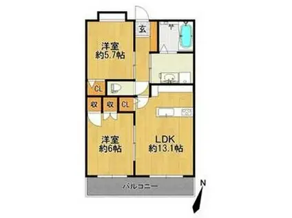 LA PREMIERE(2LDK/3階)の間取り写真