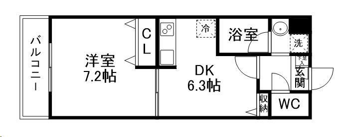 アケサンマンション(1DK/1階)の間取り写真