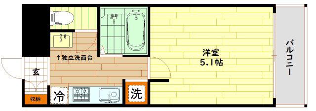 フィオーレ都島北(1K/6階)の間取り写真