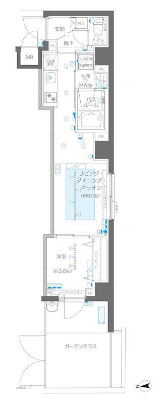 ZOOM信濃町(1LDK/1階)の間取り写真