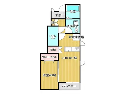 CHAMP DE FRAISES N(1LDK/1階)の間取り写真