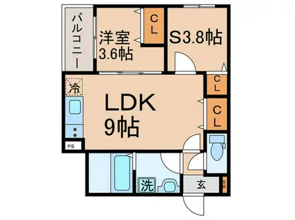 D PORTA WISTERIA(1SLDK/2階)の間取り写真