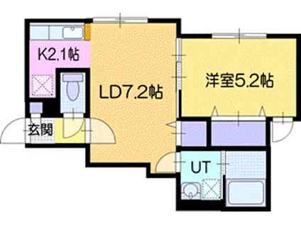 FORTUNA(1LDK/2階)の間取り写真
