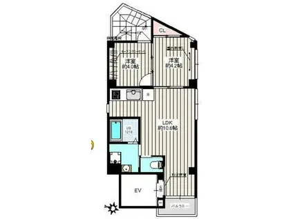 エクラ東大前(2LDK/9階)の間取り写真