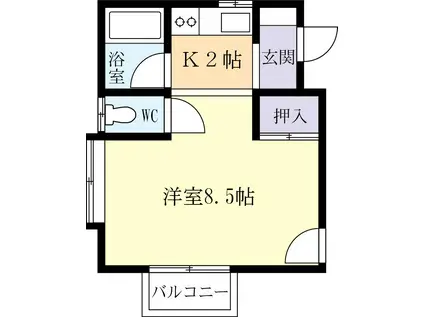 キウチコーポ(1K/2階)の間取り写真