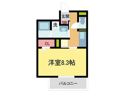 ペルスネージュ岡田(1K/1階)の間取り写真