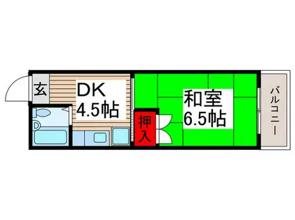 石津ハイツ(1DK/2階)の間取り写真