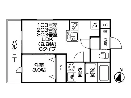 Jプレミアムリゾート(1LDK/2階)の間取り写真
