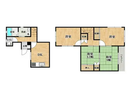 藤井寺ガーデンハイツ(4DK/2階)の間取り写真