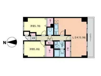 ピオニーIII(2LDK/4階)の間取り写真