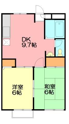 湘南サンライズガーデンA棟(2DK/2階)の間取り写真