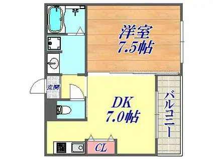 コルベーユ・ダフト(1DK/9階)の間取り写真