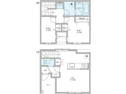 メテオレジデンス千石(2LDK/1階)の間取り写真