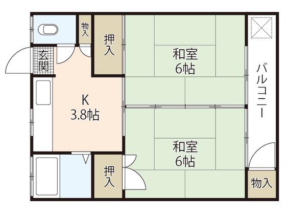 味埜アパート(2DK/2階)の間取り写真