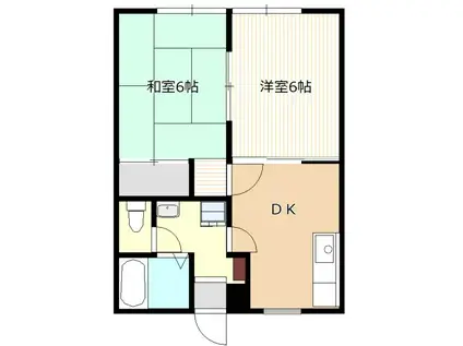 第2クボコーポ(2DK/2階)の間取り写真