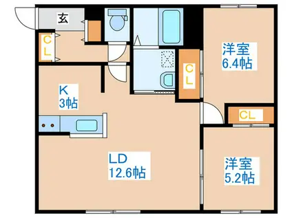 シャイニングウエストフィールドII(2LDK/4階)の間取り写真