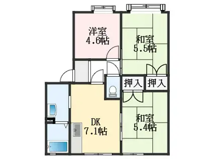 パロアルト(3DK/1階)の間取り写真