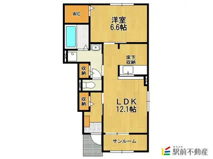 レゴリス II(1LDK/1階)の間取り写真