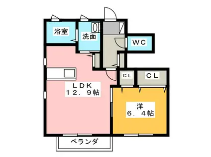エルノルテ誠和D(1LDK/1階)の間取り写真