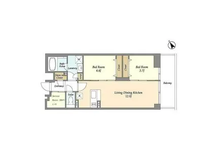 THE GRAND TERRACE WAKABAYASHI(2SLDK/2階)の間取り写真