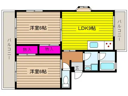 ミリオンハイツ(2LDK/2階)の間取り写真