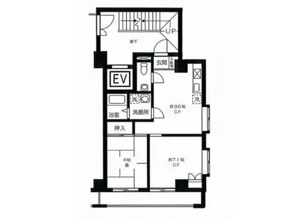 熊谷朝日ハイツ(2LDK/4階)の間取り写真