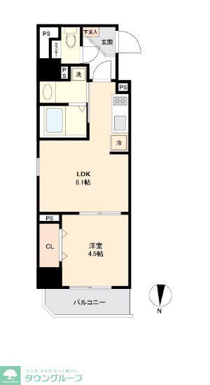 リテラス森下(1LDK/4階)の間取り写真