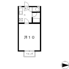 大屋ハイツ(1K/1階)の間取り写真
