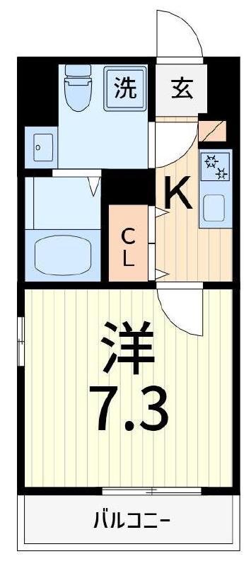オークレスト青砥(1K/7階)の間取り写真