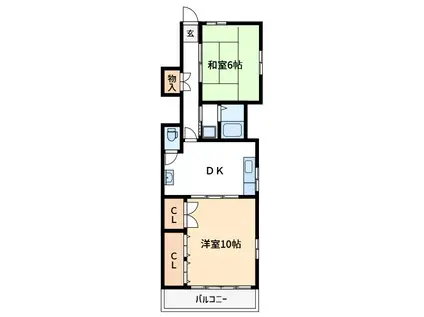 ウエストサイドハウス2番館(2DK/1階)の間取り写真