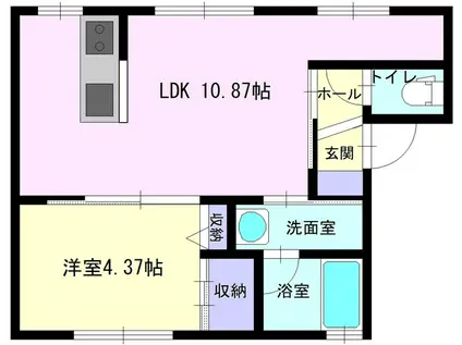 GRANDEUR B(1LDK/2階)の間取り写真