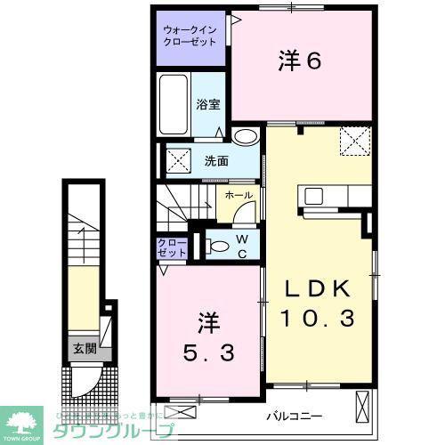 エアリーフォレスト A棟(2LDK/2階)の間取り写真