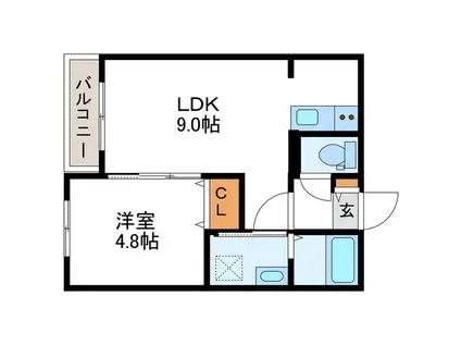 MESIG GREEN ミーシググリーン(1LDK/2階)の間取り写真
