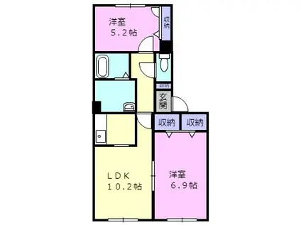 シャーメゾンハピネス(2LDK/2階)の間取り写真