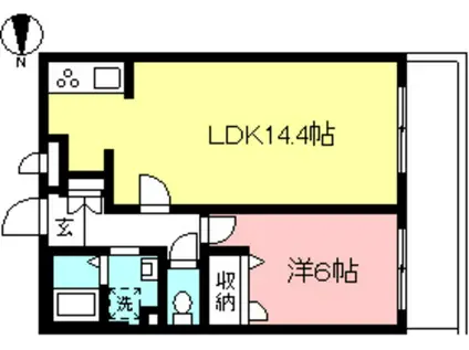 ディアコート白糸台A(1LDK/2階)の間取り写真