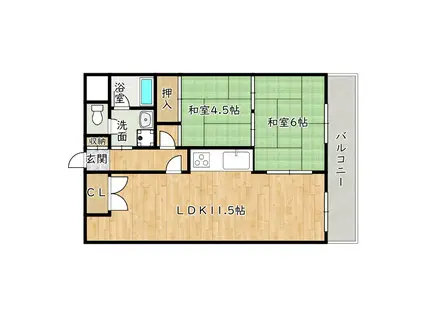 メゾンプラセール(2LDK/3階)の間取り写真