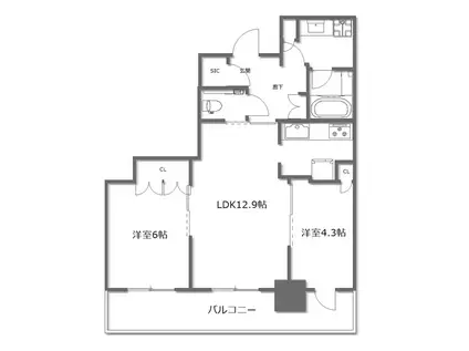 ブランズタワー梅田ノース(2LDK/24階)の間取り写真