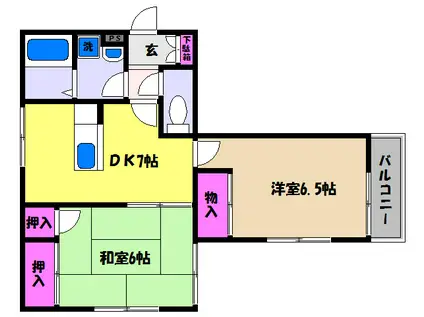 メルベーユ御影(2DK/2階)の間取り写真