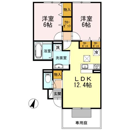 すずらんハイツ(2LDK/1階)の間取り写真