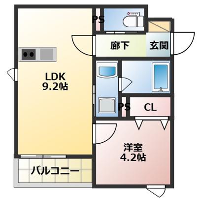 クリサンス(1LDK/1階)の間取り写真