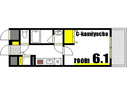 ジェイシティミライエ大手町(1K/3階)の間取り写真