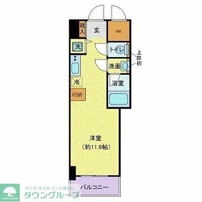 リーフコンフォート本厚木(ワンルーム/12階)の間取り写真