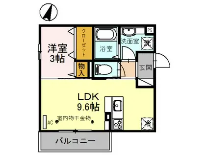 SOLUTIONSVII A棟(1LDK/3階)の間取り写真