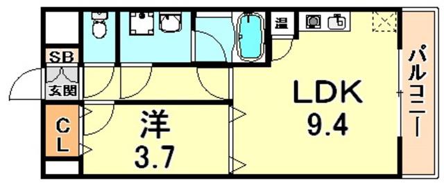 モアライフ魚崎(1LDK/5階)の間取り写真