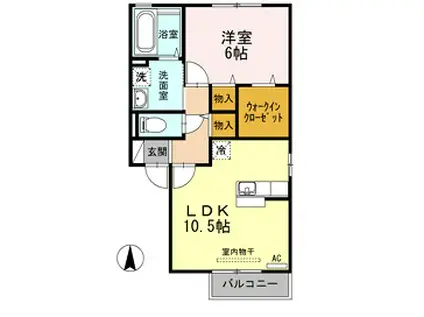 コーポK(1LDK/2階)の間取り写真