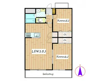バルパレー城西(2LDK/2階)の間取り写真