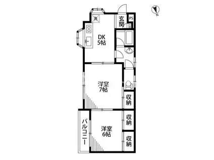 エンゼルハウス(2DK/1階)の間取り写真