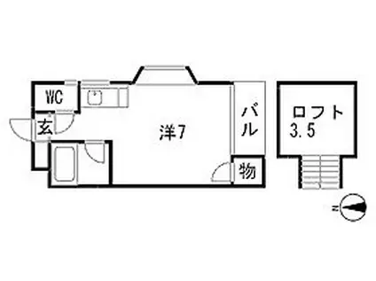 フレンドリーハイム姪浜III(ワンルーム/1階)の間取り写真